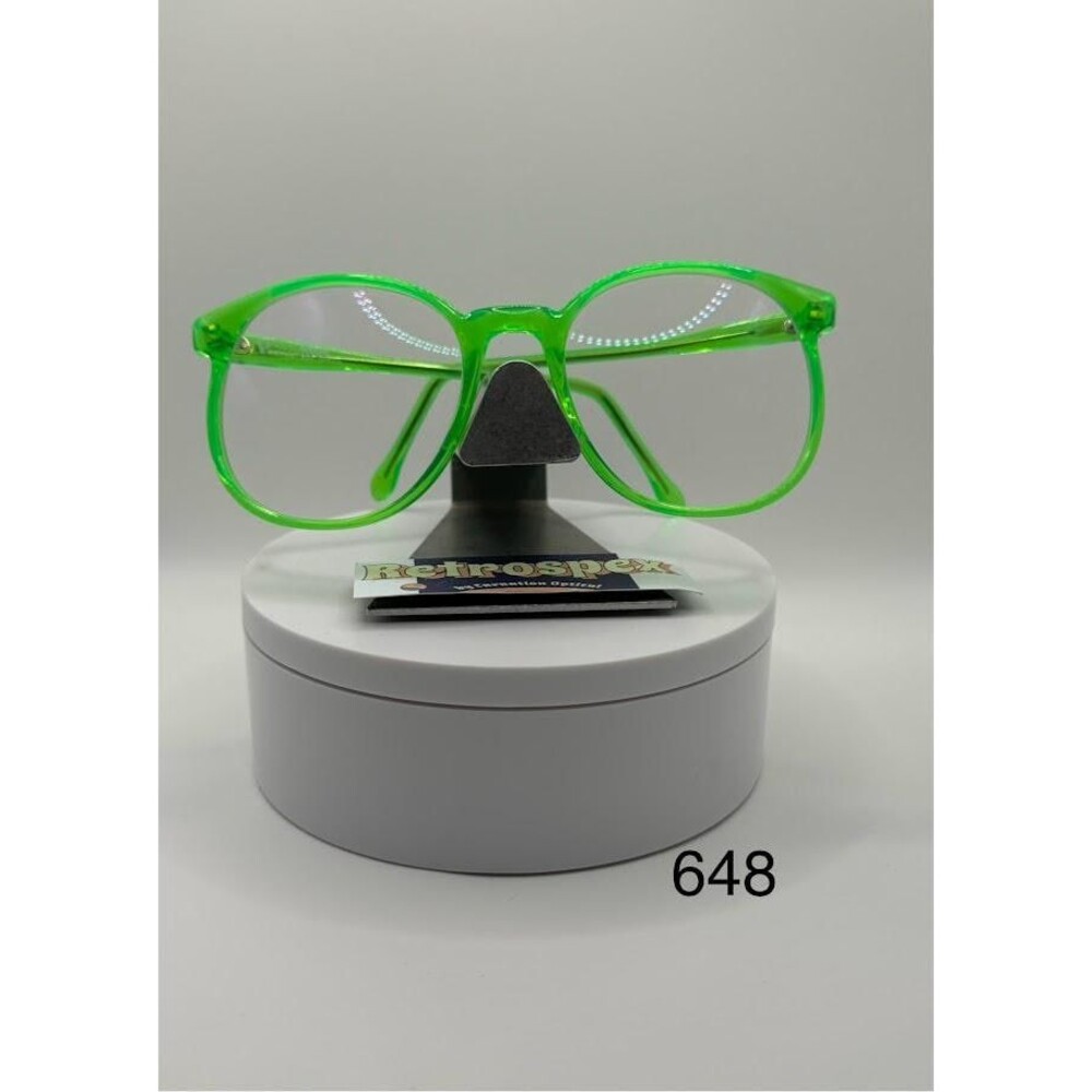 NEW Vintage Eyeglasses | Non RX | Preppy 90s Style Clear Lens | Neon Green #648 - Picture 3 of 8